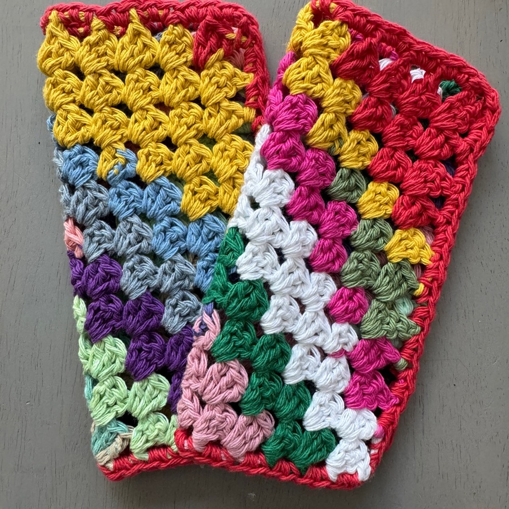 Crochet Washcloths, Dishcloths, Hot Pads, Trivets - Set of 2 100% Cotton Pretty!